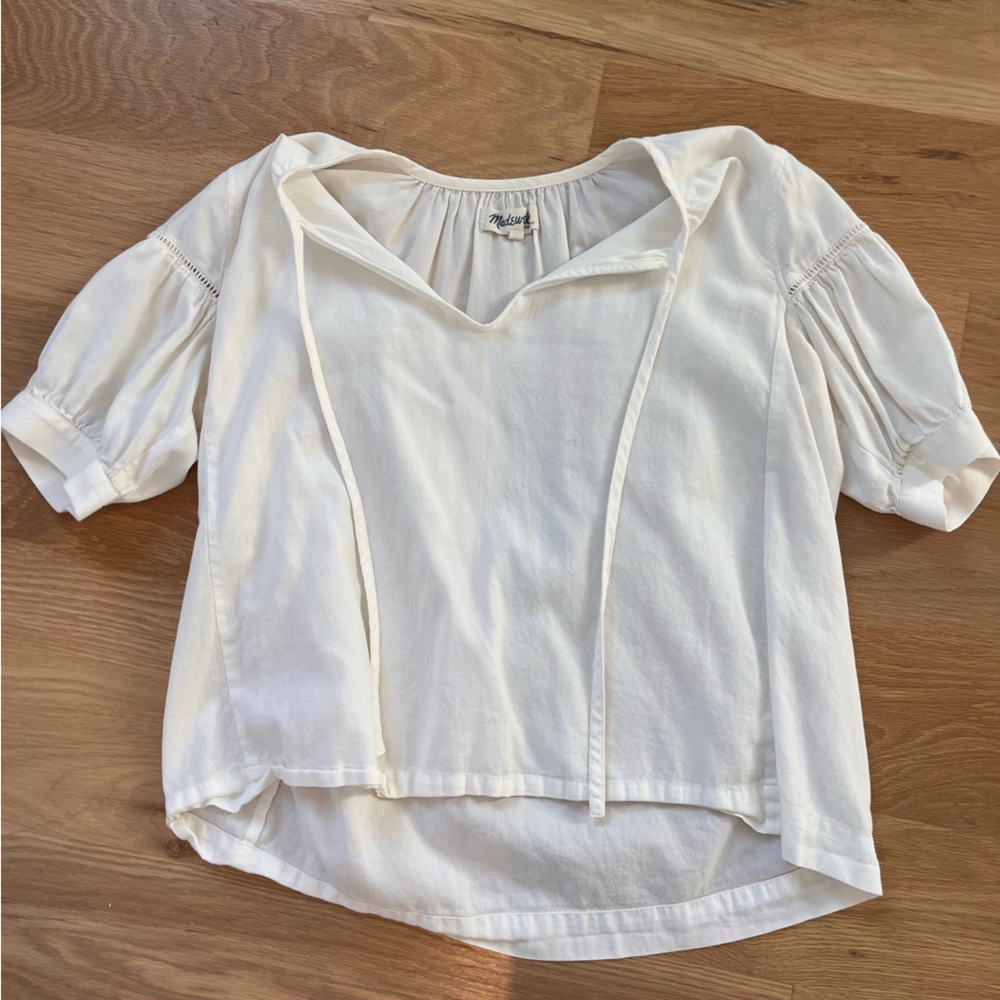 Madewell Cream Blouse with Tie Detail